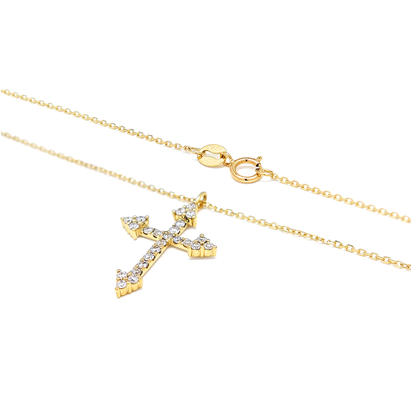 Cross-Shaped Pave Diamond Necklace