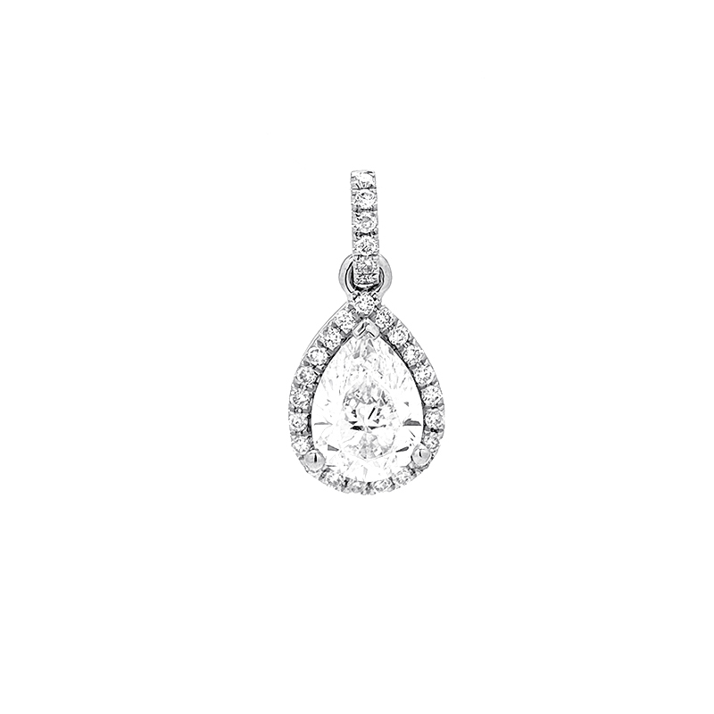 Pear Cutting & Halo Cultured Diamond Pendant