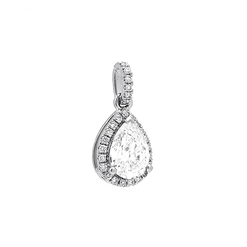 Pear Cutting Cultured Diamond Pendant