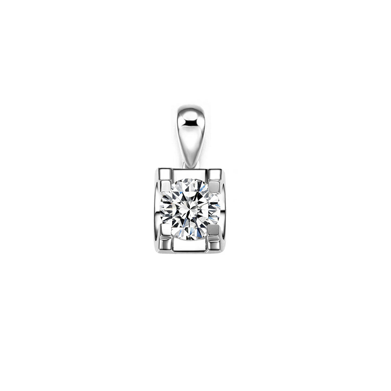 Modern Geometric Solitaire Cushion Setting Lab Diamond Pendant
