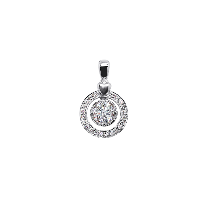 Double Halo Heart Bail Lab Cultured Diamond Pendant