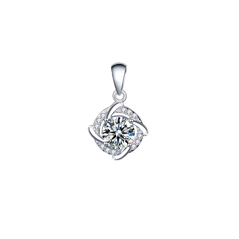 Swirl Flower Halo Lab Grown Diamond Pendant
