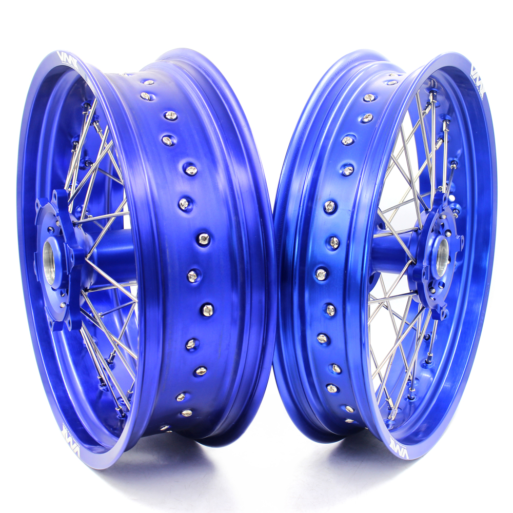 VMX 3.5/5.0 Motorcycle Supermoto Wheels Set Fit SHERCO  SER & SEF (All) Blue Hub Blue Rim