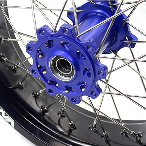 VMX 3.5/5.0 Motorcycle Supermoto Wheels Set Fit TM EN MX 2015-2024 Blue Hub Black Rim