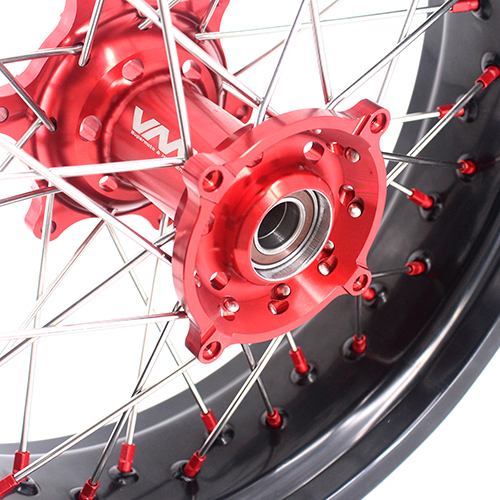 VMX 3.5/5.0 Motorcycle Supermoto Wheel Rim Fit HUSQVARNA TE/TC/TXC/SMR 2001-2011 Red Nipple
