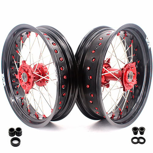 VMX 3.5/5.0 Motorcycle Supermoto Wheel Rim Fit HUSQVARNA TE/TC/TXC/SMR 2001-2011 Red Nipple