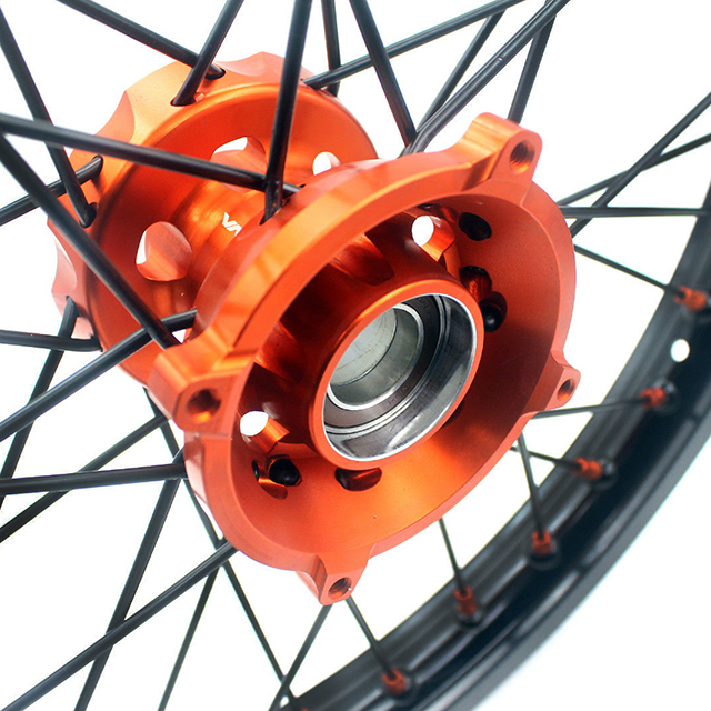 VMX 19/16 Kid's Big Wheel Compatible with KTM85 SX 2003-2020 Black Spoke Orange Nipple