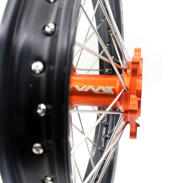 VMX 21/18 Enduro Racing Wheel Rim Set Compatible with KTM EXC-F 200 2003-2023 Orange Hub