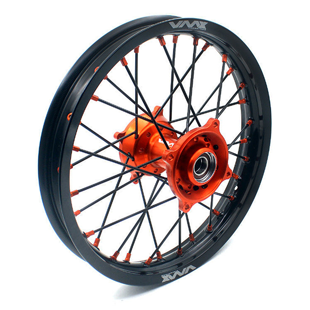 VMX 19/16 Kid's Big Wheel Compatible with KTM85 SX 2003-2020 Black Spoke Orange Nipple