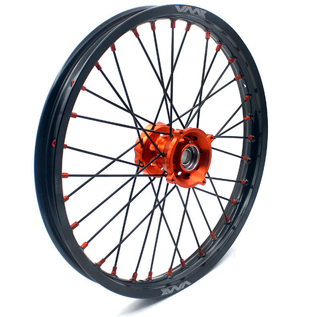 VMX 19/16 Kid's Big Wheel Compatible with KTM85 SX 2003-2020 Black Spoke Orange Nipple