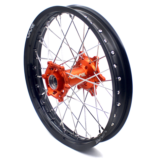 VMX 21/18 Enduro Racing Wheel Rim Set Compatible with KTM EXC-F 200 2003-2023 Orange Hub