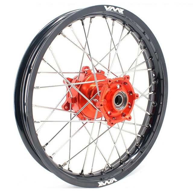 VMX 21/18 Racing Cush Drive wheels Rims set Compatible with KTM690 Enduro R SMC Orange Hub