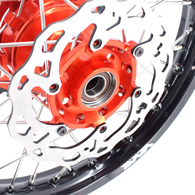 VMX 21/18 Cush Drive Enduro Racing Wheel Set Compatible with KTM EXC-F 450 2003-2024 Orange Hub With Disc