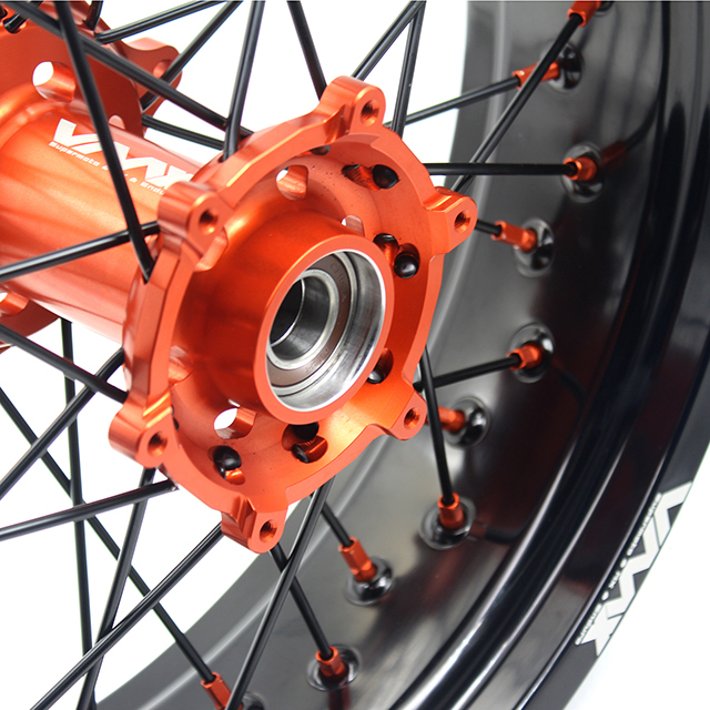 VMX 3.5/5.0 Motorcycle Supermoto Wheel Set Fit KTM SX-F EXC XC-F 2003-2024 Orange/Black