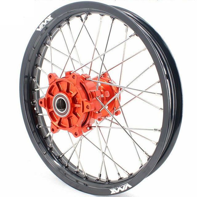 VMX 21/18 Racing Cush Drive wheels Rims set Compatible with KTM690 Enduro R SMC Orange Hub