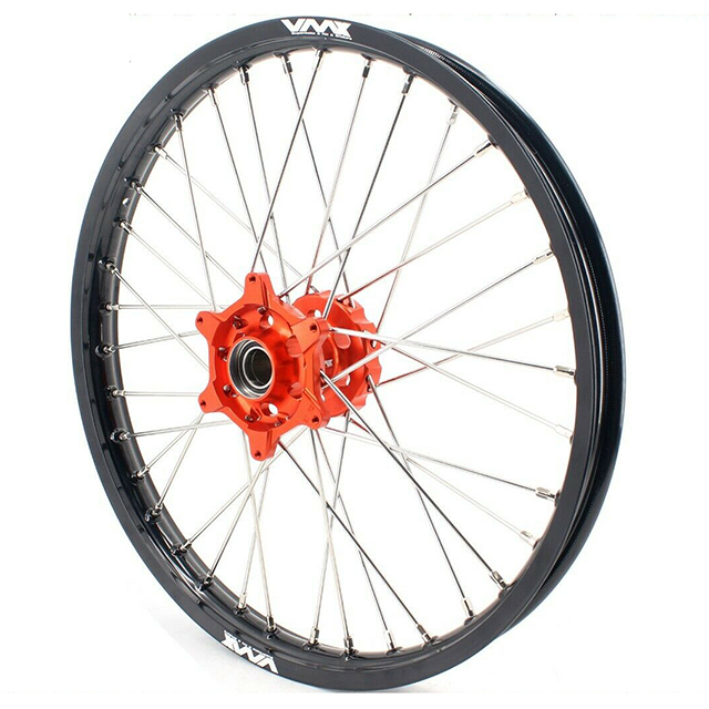 VMX 21/18 Racing Cush Drive wheels Rims set Compatible with KTM690 Enduro R SMC Orange Hub