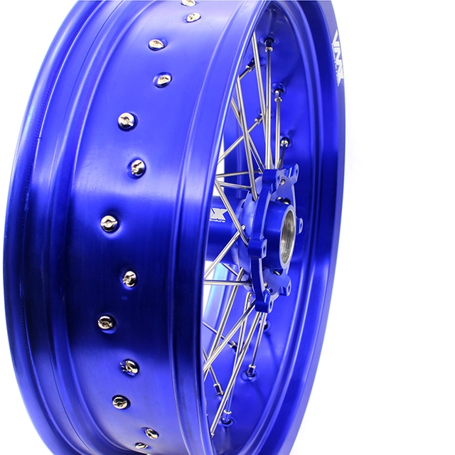 VMX 3.5/5.0 Motorcycle Supermoto Street Stunt Wheels Rim Set Fit HUSABERG FE FC 2004-2014 Blue Rim