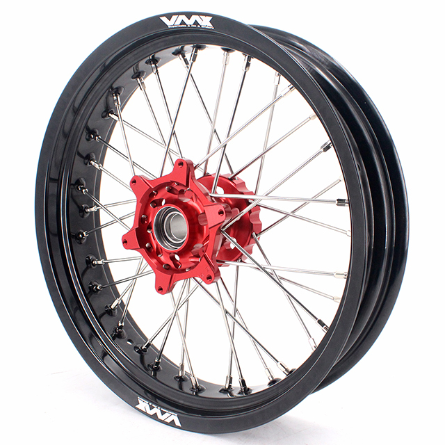 VMX 3.5/5.0 Motorcycle Dirt Bike Supermoto Wheel Set Fit BETA RR 2013-2024 Red Hub Black Rim