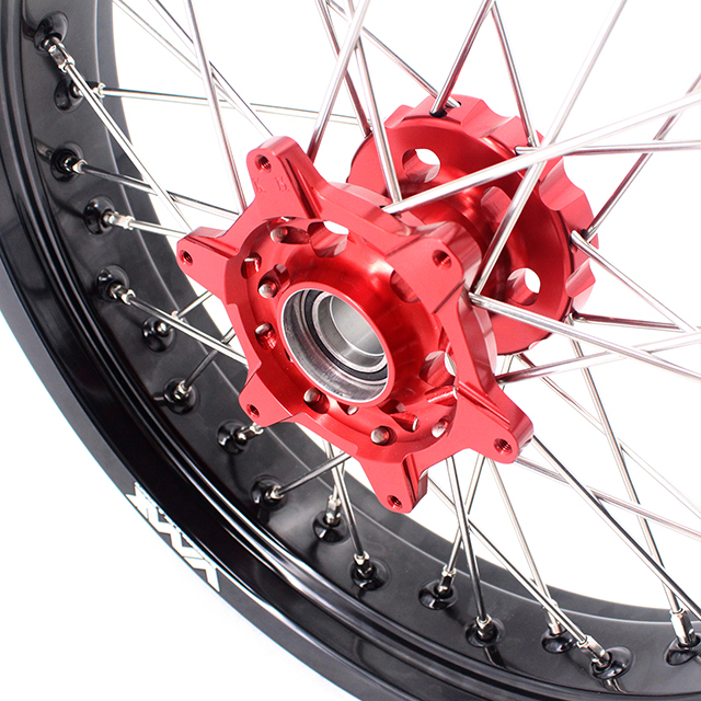 VMX 3.5/5.0 Motorcycle Dirt Bike Supermoto Wheel Set Fit BETA RR 2013-2024 Red Hub Black Rim