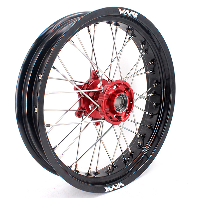 VMX 3.5/5.0 Motorcycle Dirt Bike Supermoto Wheel Set Fit BETA RR 2013-2024 Red Hub Black Rim