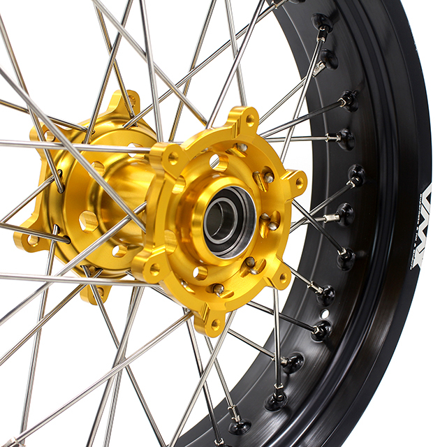 VMX 3.5/5.0 Supermoto Wheels Rims Fit SUZUKI RM125 RM250 1996-2008 Gold Hub Black Rim