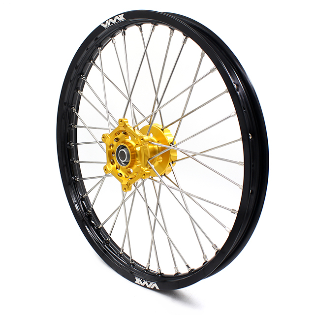 VMX 21/19 MX Motorcycle Wheels Rims Fit SUZUKI RM 125 RM 250 1996-2008 Gold Hub Black Rim