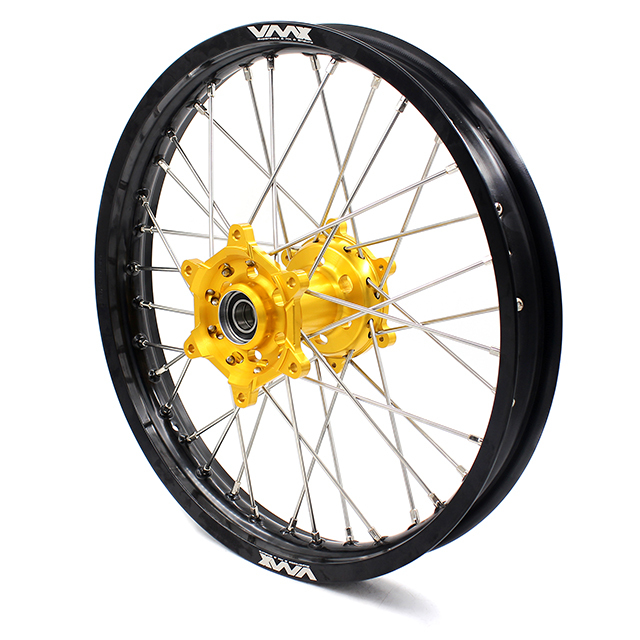 VMX 21/19 MX Motorcycle Wheels Rims Fit SUZUKI RM 125 RM 250 1996-2008 Gold Hub Black Rim