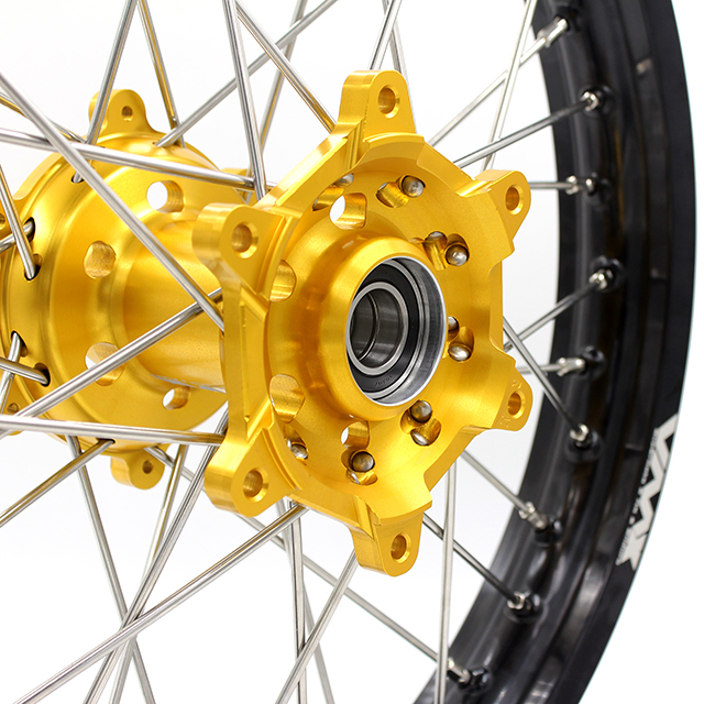 VMX 21/19 MX Motorcycle Wheels Rims Fit SUZUKI RM 125 RM 250 1996-2008 Gold Hub Black Rim