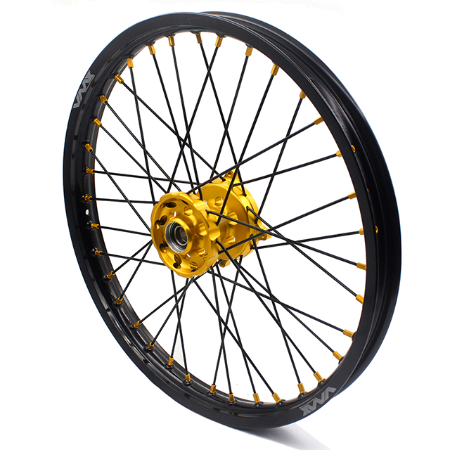 VMX 21/19 Wheels Set Fit SUZUKI RMZ250 RMZ450 Gold Nipple Black Spoke