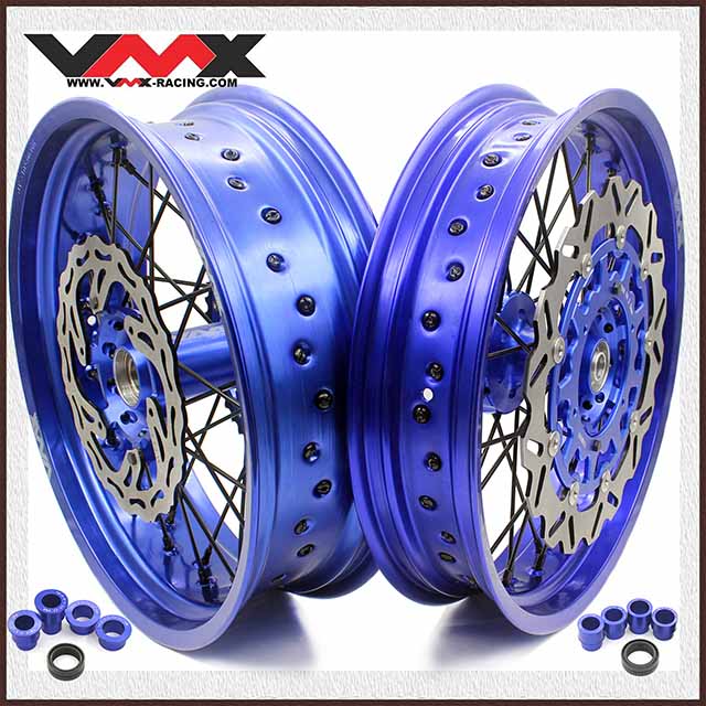 VMX 3.5/5.0 Motorcycle Supermoto Wheels Blue Rim Fit YAMAHA YZ250F ...