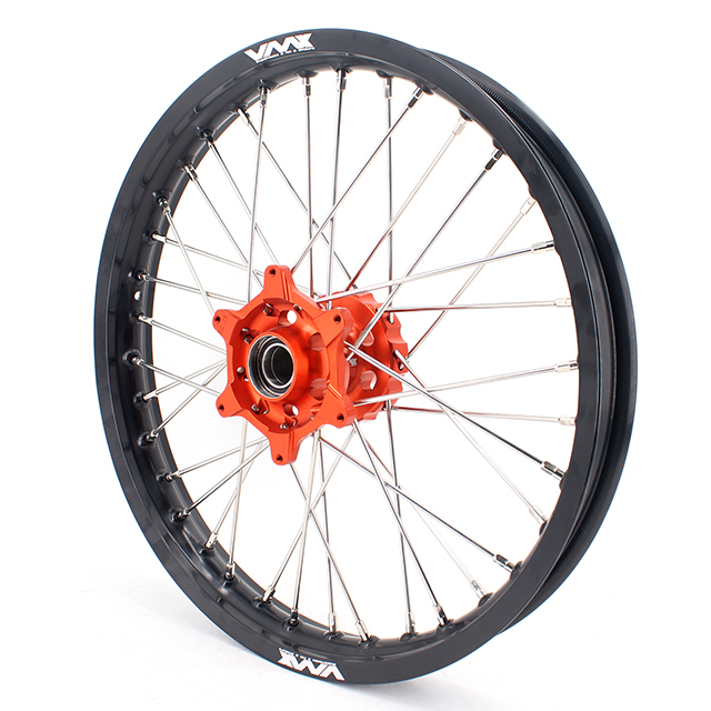 VMX 1.85*19"/2.15*19"  Flat Track Wheels Rims Set Compatible with KTM EXC XCF 2003-2022 Orange Hub