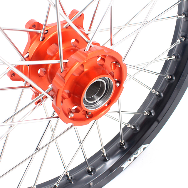 VMX 1.85*19"/2.15*19"  Flat Track Wheels Rims Set Compatible with KTM EXC XCF 2003-2022 Orange Hub