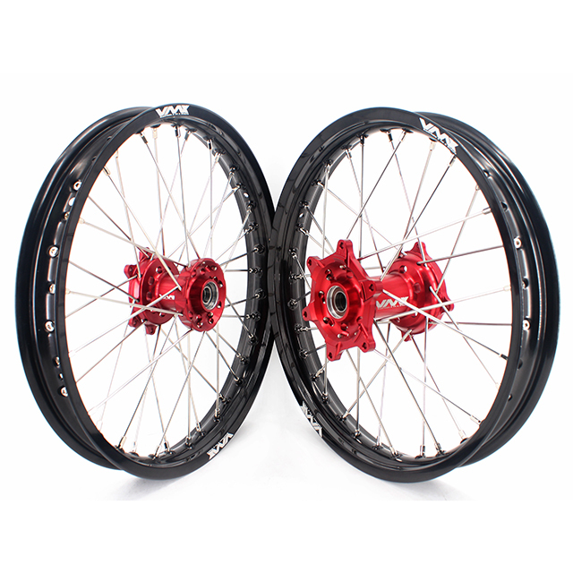 VMX 1.85*19"/2.15*19" Flat Track Wheels Rims Set Fit HONDA CRF250R CRF450R 2012-2012 Red Hub