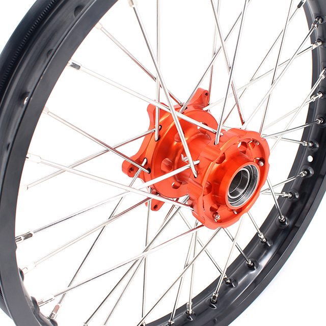 VMX 1.85*19"/2.15*19"  Flat Track Wheels Rims Set Compatible with KTM EXC XCF 2003-2022 Orange Hub