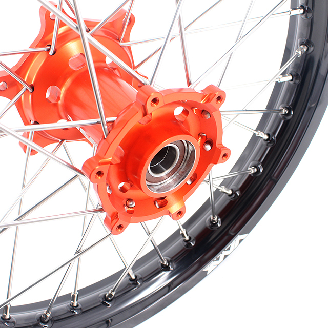 VMX 1.85*19"/2.15*19"  Flat Track Wheels Rims Set Compatible with KTM EXC XCF 2003-2022 Orange Hub
