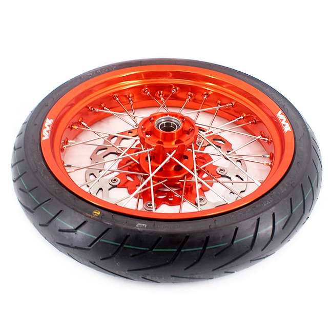 VMX 3.5/5.0 Motorcycle Supermoto Cush Drive Wheels CST Tire Fit KTM690 SMC Orange Rim