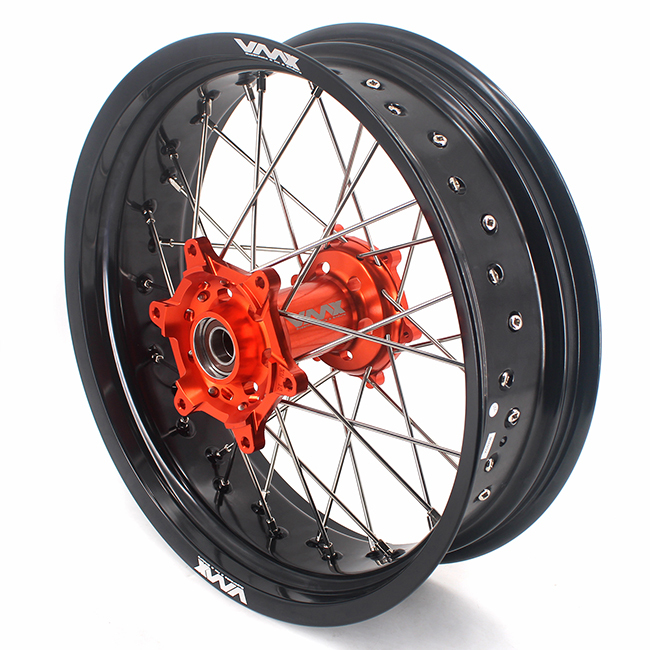 VMX 3.5/5.0 Motorcycle Supermoto Wheel Rim Set Compatible with KTM SX-F EXC-R Orange Hub
