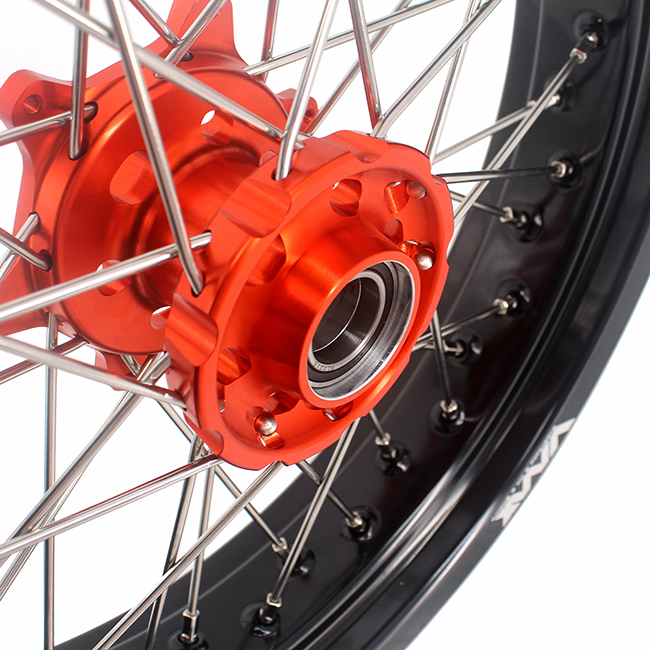 VMX 3.5/5.0 Motorcycle Supermoto Wheel Rim Set Compatible with KTM SX-F EXC-R Orange Hub