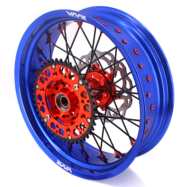 VMX 3.5/5.0 Motorcycle Supermoto Wheels Disc Fit KTM EXC SX-F 250 350 Orange Nipple Blue Rim
