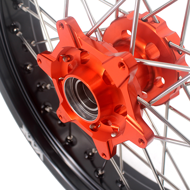 VMX 3.5/5.0 Motorcycle Supermoto Wheel Rim Set Compatible with KTM SX-F EXC-R Orange Hub