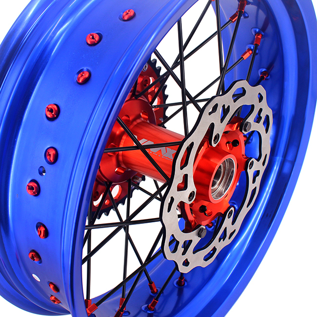 VMX 3.5/5.0 Motorcycle Supermoto Wheels Disc Fit KTM EXC SX-F 250 350 Orange Nipple Blue Rim