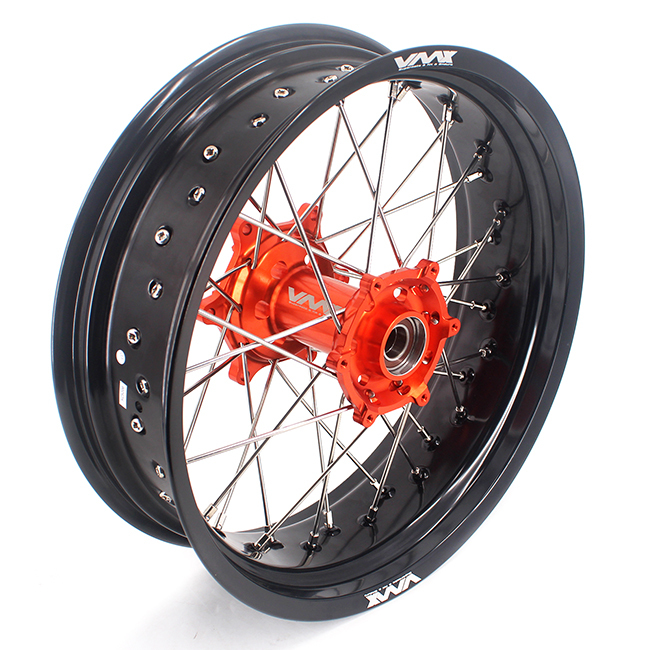 VMX 3.5/5.0 Motorcycle Supermoto Wheel Rim Set Compatible with KTM SX-F EXC-R Orange Hub