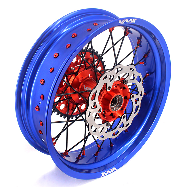 VMX 3.5/5.0 Motorcycle Supermoto Wheels Disc Fit KTM EXC SX-F 250 350 Orange Nipple Blue Rim