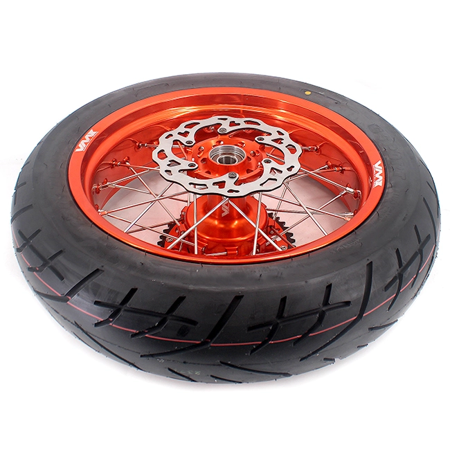 VMX 3.5/5.0 Motorcycle Supermoto Cush Drive Wheels CST Tire Fit KTM690 SMC Orange Rim