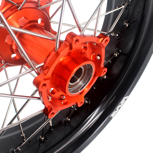 VMX 3.5/5.0 Motorcycle Supermoto Wheel Rim Set Compatible with KTM SX-F EXC-R Orange Hub