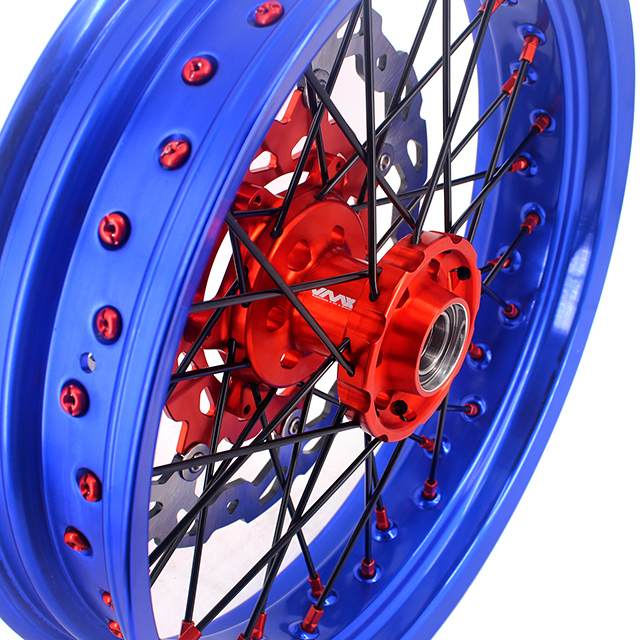 VMX 3.5/5.0 Motorcycle Supermoto Wheels Disc Fit KTM EXC SX-F 250 350 Orange Nipple Blue Rim