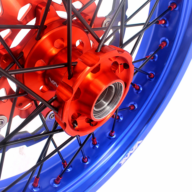 VMX 3.5/5.0 Motorcycle Supermoto Wheels Disc Fit KTM EXC SX-F 250 350 Orange Nipple Blue Rim