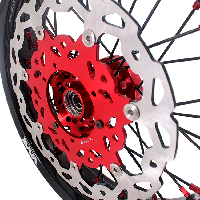 VMX 3.5/5.0 Motorcycle Supermoto Wheel Fit HONDA CRF250R CRF450R 2014-2024 Red Nipple Black Spoke