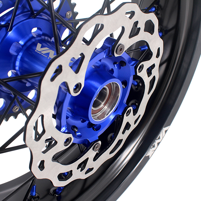 VMX 3.5/5.0 Motorcycle Supermoto Street Stunt Wheel Fit HUSABERG FE FC 04-14 Blue Nipple Black Spoke With Disc