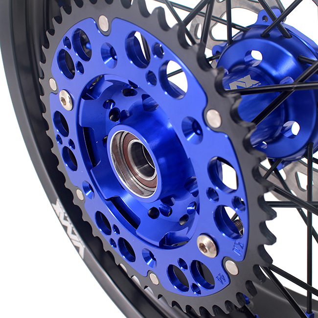 VMX 3.5/5.0 Motorcycle Supermoto Street Stunt Wheel Fit HUSABERG FE FC 04-14 Blue Nipple Black Spoke With Disc